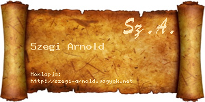 Szegi Arnold névjegykártya