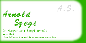arnold szegi business card